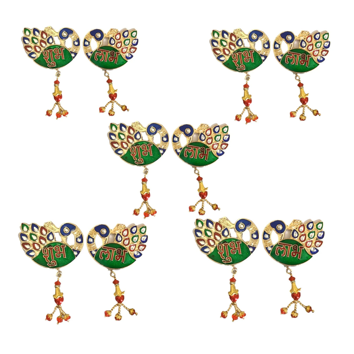 Meenakari Peacock Shubh Labh Decor Indian Traditional Gift Item for Home Office Floor/wall Stickers Wall Art Diwali Decorations Housewarming Gift - LoveNspire