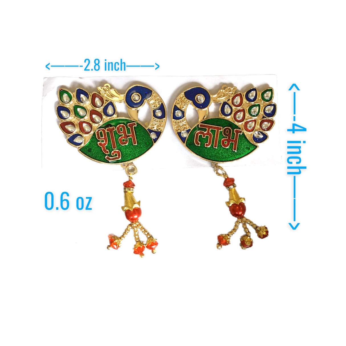 Meenakari Peacock Shubh Labh Decor Indian Traditional Gift Item for Home Office Floor/wall Stickers Wall Art Diwali Decorations Housewarming Gift - LoveNspire