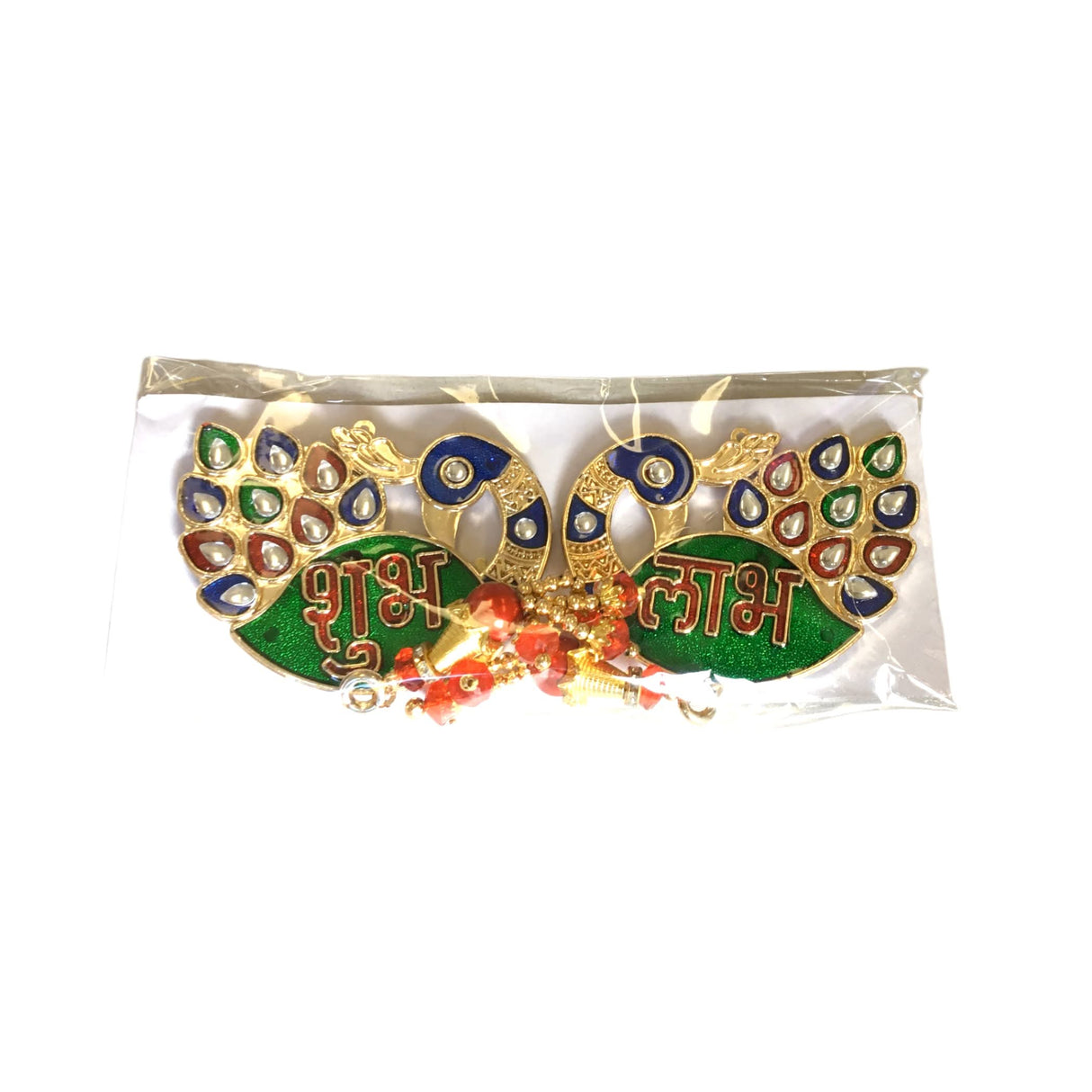 Meenakari Peacock Shubh Labh Decor Indian Traditional Gift Item for Home Office Floor/wall Stickers Wall Art Diwali Decorations Housewarming Gift - LoveNspire