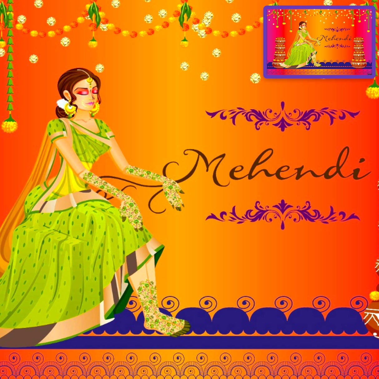 Mehendi Ceremony Backdrop Indian Traditional Cloth 5x8 Feet Backdrop Mehendi Banner Indian Wall Art Photo Decor Banner Indian Wedding Backdrop Decorative Mehendi Stage Cloth - LoveNspire