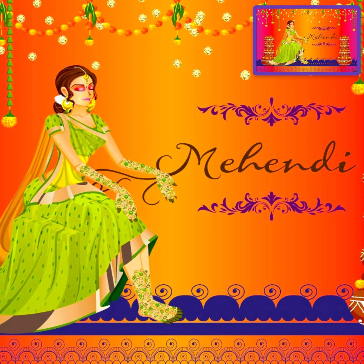 Mehendi Ceremony Backdrop Indian Traditional Cloth 5x8 Feet Backdrop Mehendi Banner Indian Wall Art Photo Decor Banner Indian Wedding Backdrop Decorative Mehendi Stage Cloth - LoveNspire