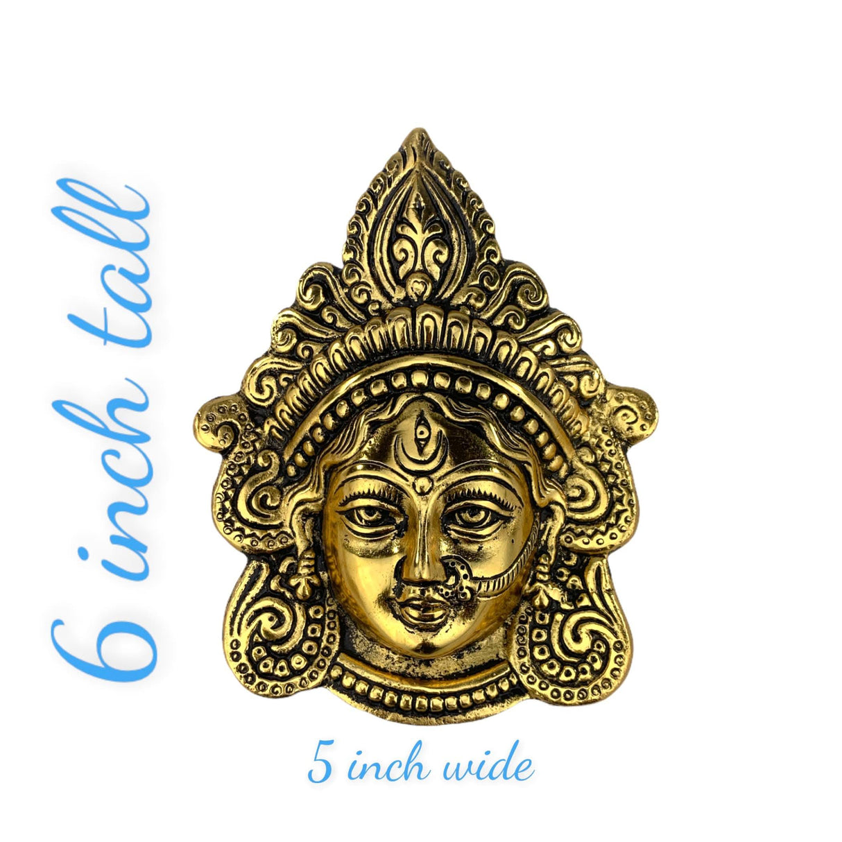 Metal Durga Face Wall Hanging Devi Durga Face Wall Decor Mata Ji Face Idol for Home Decor Puja Temple Mandir Showpiece Gifts Housewarming Diwali Gift - LoveNspire