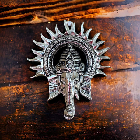 Metal Ganesha Face Wall Hanging Traditional Indian Gift Item for Home Office Floor Wall Stickers Decoration Diwali Decor Wall Hanging Showpiece Housewarming Gift - LoveNspire