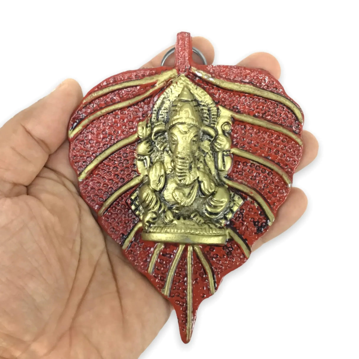 2 Pcs Metal Leaf Ganesha Diwali Decor Wall Hanging for Home and Office Housewarming Return Gift Pooja Favor Ganesha Decorative Wall Hanging Showpiece - LoveNspire