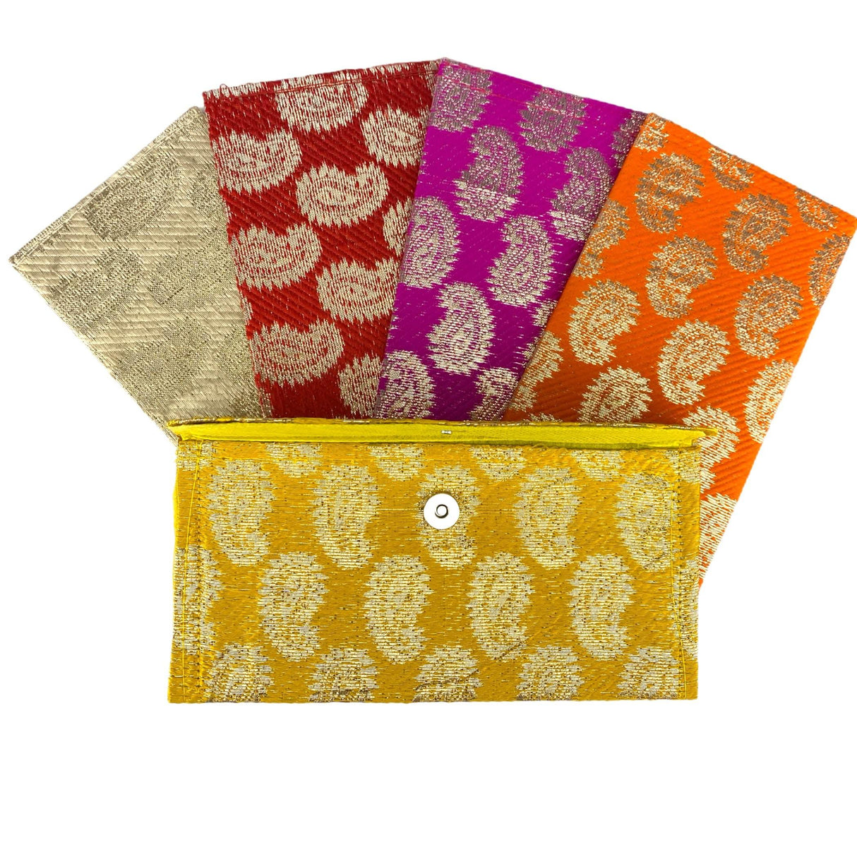 Pack of 5 Money Brocade Fabric Envelopes for Cash Decorative Gotta Shagun Lifafa Gift Card Holder Lucky Cash Currency Holder Magnetic Tip Envelopes Wedding Diwali Gift - LoveNspire