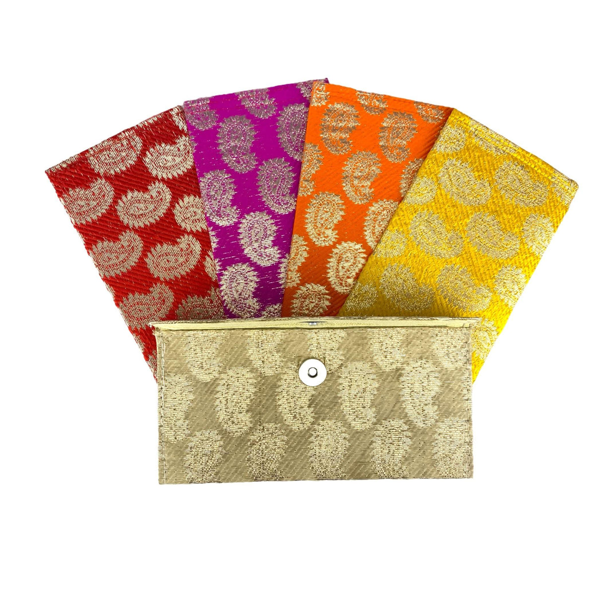 Pack of 5 Money Brocade Fabric Envelopes for Cash Decorative Gotta Shagun Lifafa Gift Card Holder Lucky Cash Currency Holder Magnetic Tip Envelopes Wedding Diwali Gift - LoveNspire