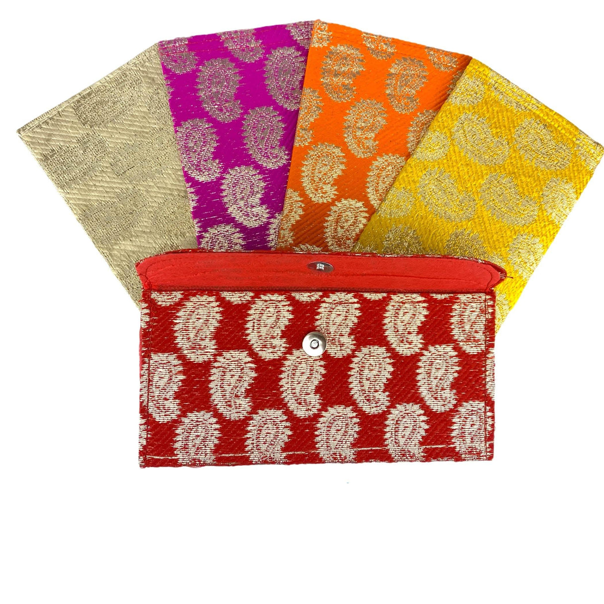 Pack of 5 Money Brocade Fabric Envelopes for Cash Decorative Gotta Shagun Lifafa Gift Card Holder Lucky Cash Currency Holder Magnetic Tip Envelopes Wedding Diwali Gift - LoveNspire