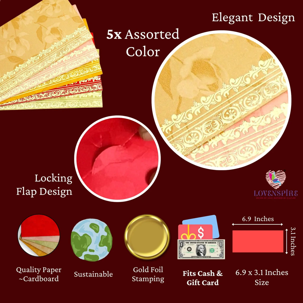 Money Envelopes for Cash Gifts Assorted Color Designs Money Holder Card Fancy Packet Lifafa Shagun Gift Envelope for Christmas Diwali Easter Birthday Wedding Eid - LoveNspire