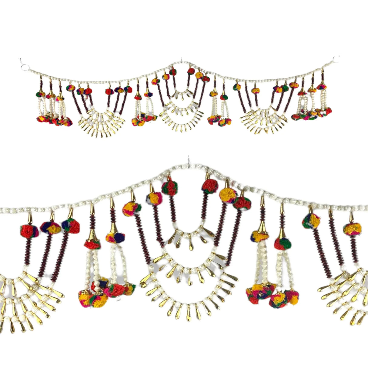 Indian Bead Door Toran 35 Inch Bhandarwal Hanging Valance Multicolor Pompom Traditional Wall Decorative for Window Home Temple Decor Wedding Diwali Navratri Puja Housewarming Decorations - LoveNspire
