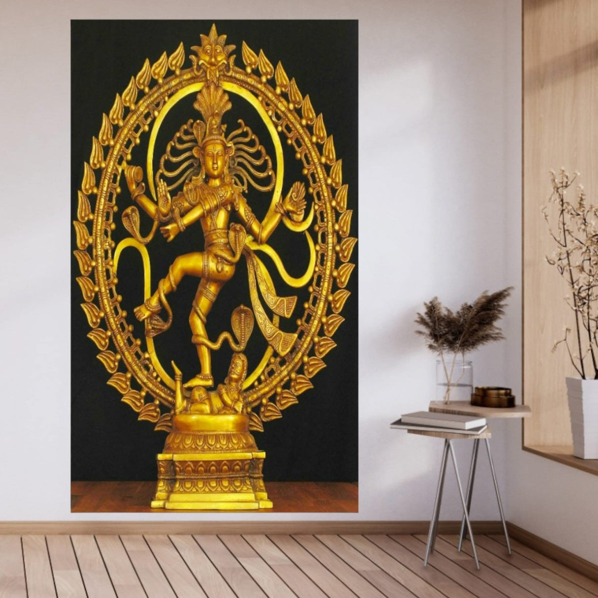 5x8ft Natraj Backdrop Cloth Banner Hindu God Dancing Shiva Nataraja Indian Hindu Banner for Home Decor Temple Mandir Pooja Room Wall Hanging Photo Background for Indian Themed Party Decor - LoveNspire