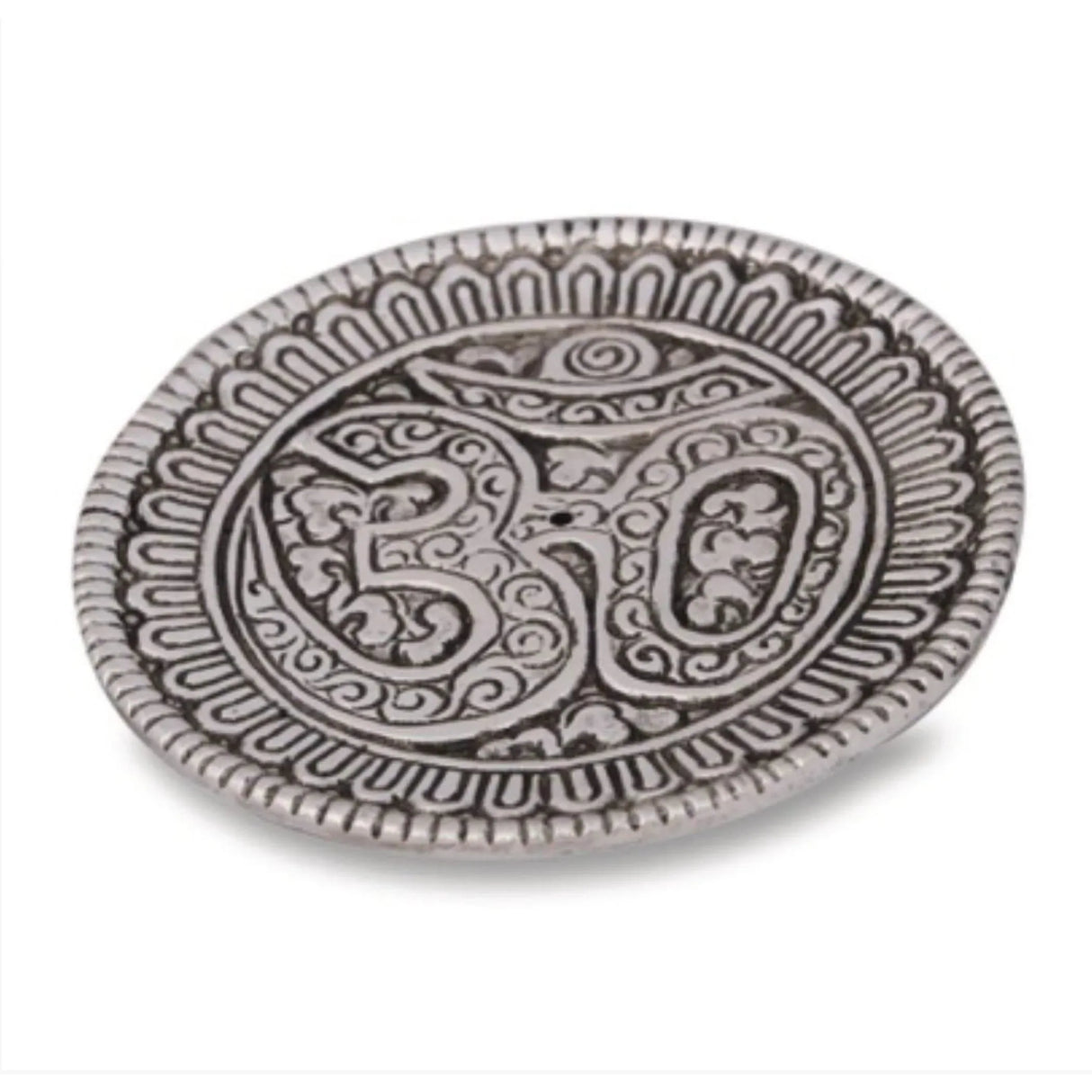 Om Aluminum Silver Incense Holder Agarbatti Dhoop Holder Ash Catcher Dhoop Dan Mess-free Incense Holder Conical Tray for Temple Living Room Decor Housewarming Gift - LoveNspire