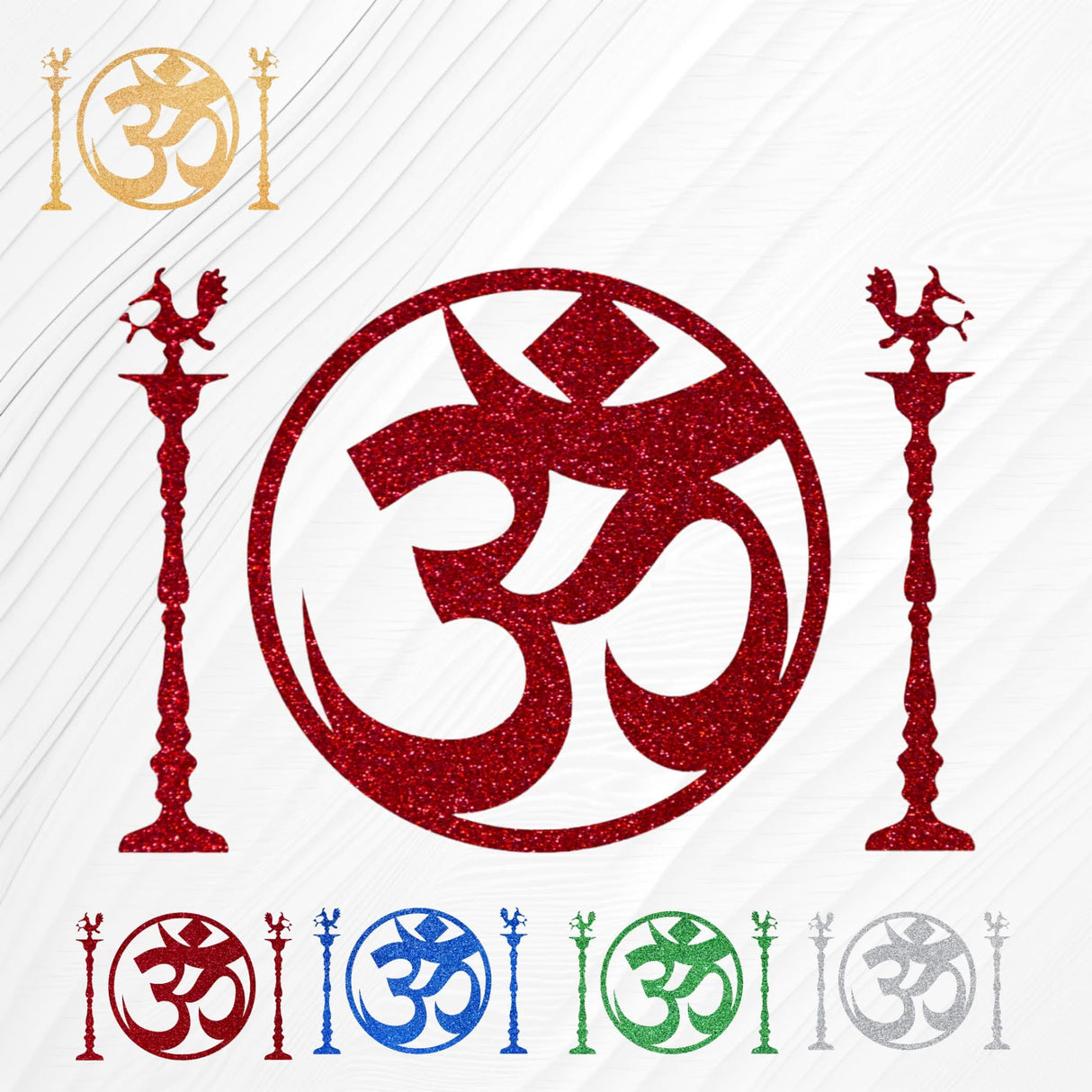 Om and Standing Diya Religious Cutout Stickers Spiritual Home Styling Traditional Decor Indian Wedding Decorations Ganesh Chaturthi Backdrop Meditation Room Yoga Studio Wall Decoration - LoveNspire