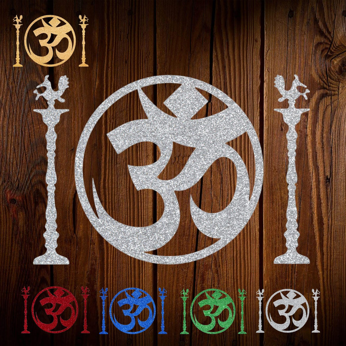 Om and Standing Diya Religious Cutout Stickers Spiritual Home Styling Traditional Decor Indian Wedding Decorations Ganesh Chaturthi Backdrop Meditation Room Yoga Studio Wall Decoration - LoveNspire