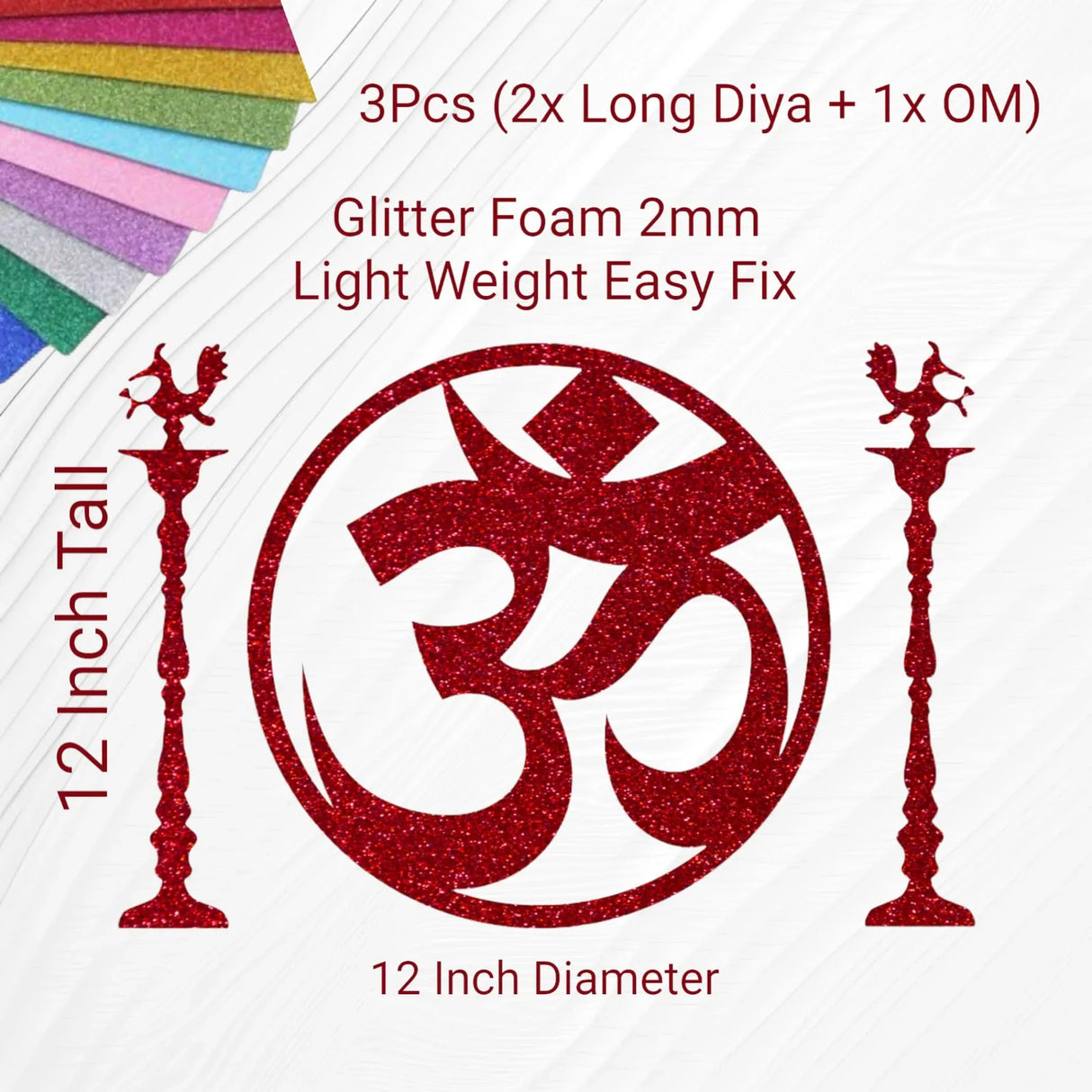 Om and Standing Diya Religious Cutout Stickers Spiritual Home Styling Traditional Decor Indian Wedding Decorations Ganesh Chaturthi Backdrop Meditation Room Yoga Studio Wall Decoration - LoveNspire