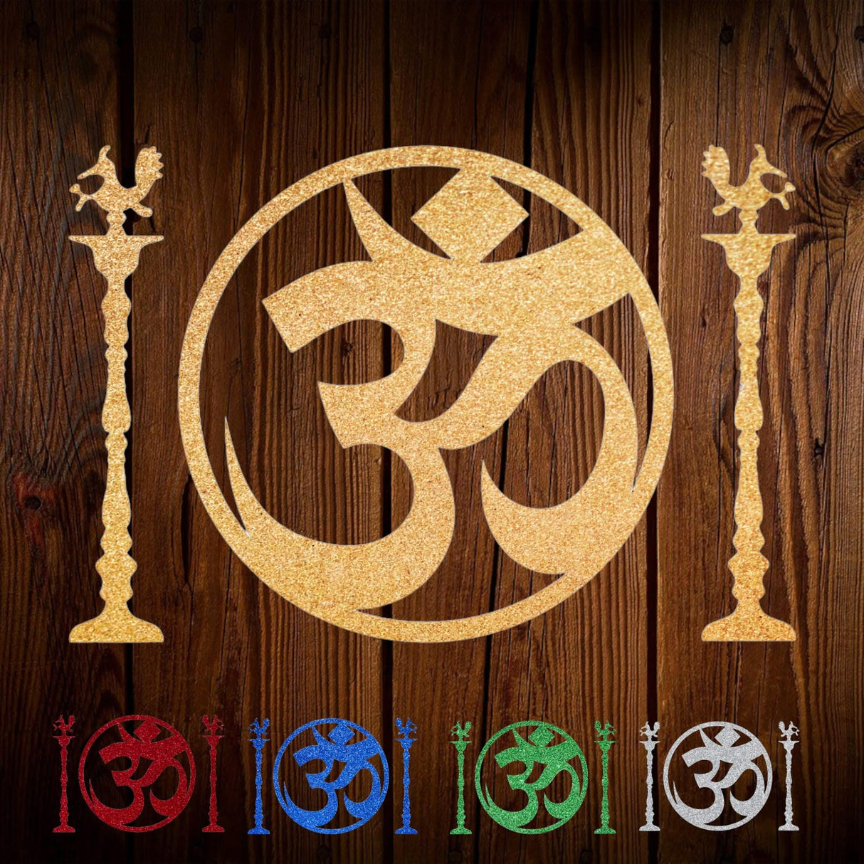 Om and Standing Diya Religious Cutout Stickers Spiritual Home Styling Traditional Decor Indian Wedding Decorations Ganesh Chaturthi Backdrop Meditation Room Yoga Studio Wall Decoration - LoveNspire