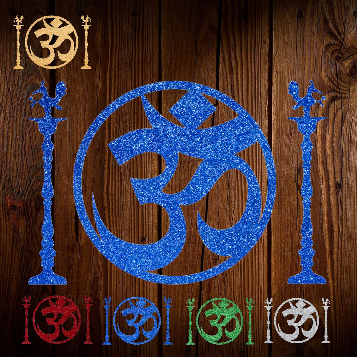 Om and Standing Diya Religious Cutout Stickers Spiritual Home Styling Traditional Decor Indian Wedding Decorations Ganesh Chaturthi Backdrop Meditation Room Yoga Studio Wall Decoration - LoveNspire