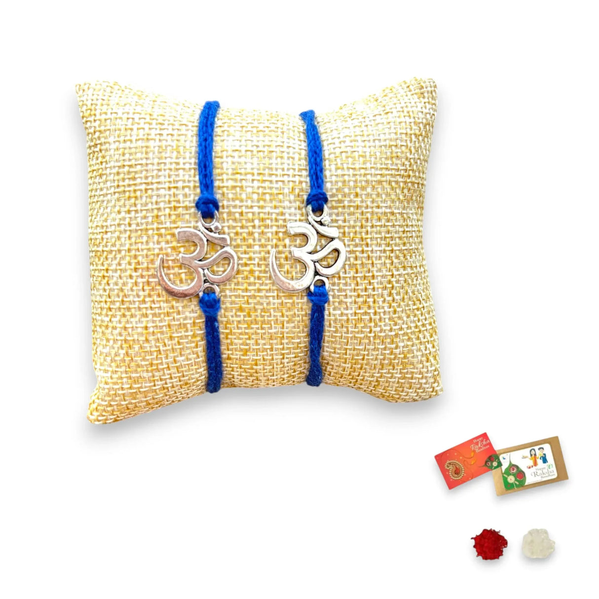 2CT Om Designer Rakhi for Brother Bhaiya Bhabhi Traditional Handmade Rakhi Set Roli Chawal, Greeting Card Rakshabandhan Rakhi Bracelet Hamper Gift Thread Bracelet - LoveNspire