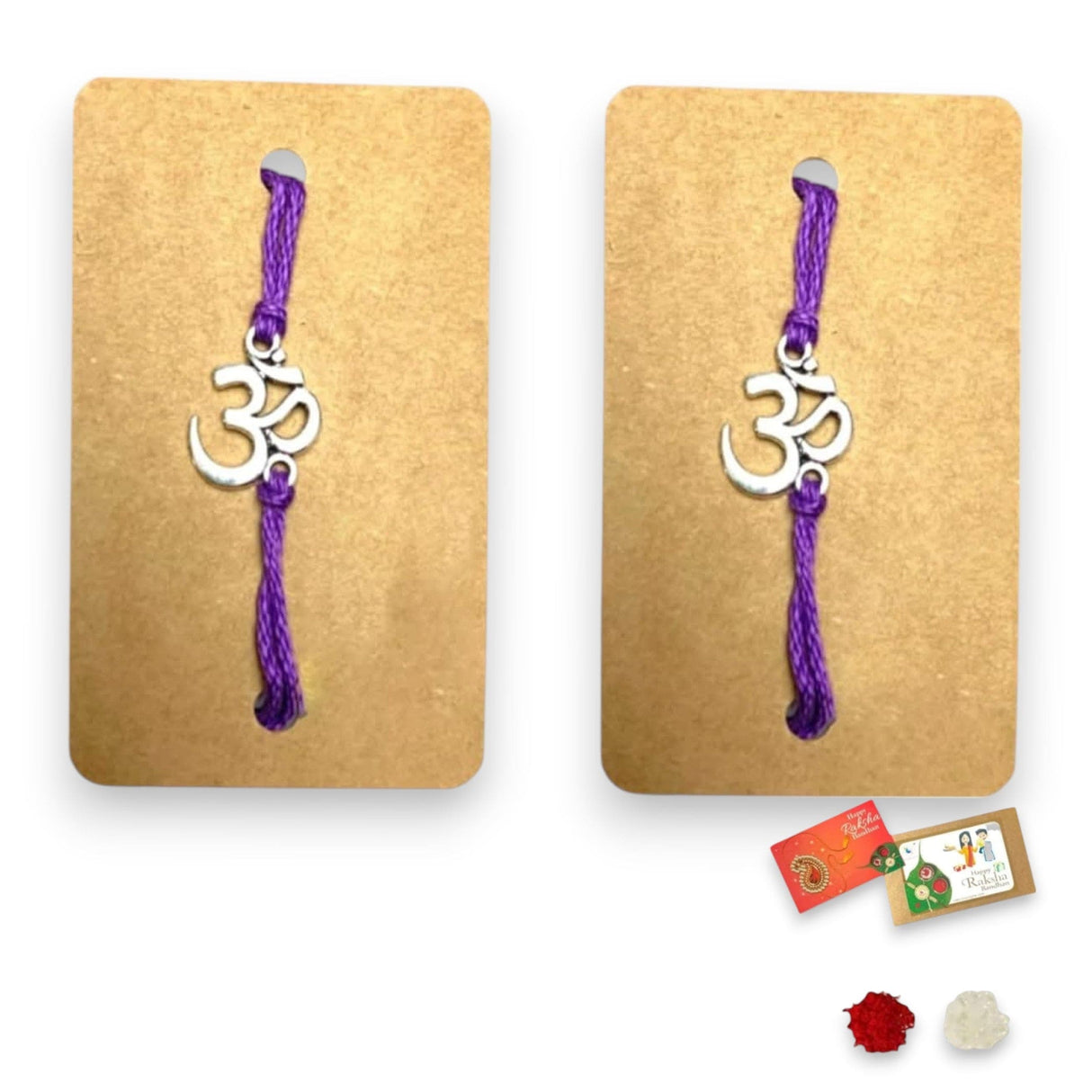 2CT Om Designer Rakhi for Brother Bhaiya Bhabhi Traditional Handmade Rakhi Set Roli Chawal, Greeting Card Rakshabandhan Rakhi Bracelet Hamper Gift Thread Bracelet - LoveNspire