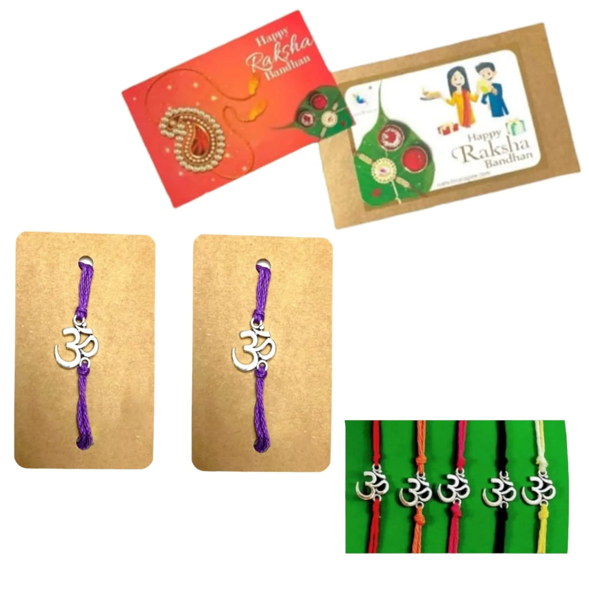 2CT Om Designer Rakhi for Brother Bhaiya Bhabhi Traditional Handmade Rakhi Set Roli Chawal, Greeting Card Rakshabandhan Rakhi Bracelet Hamper Gift Thread Bracelet - LoveNspire