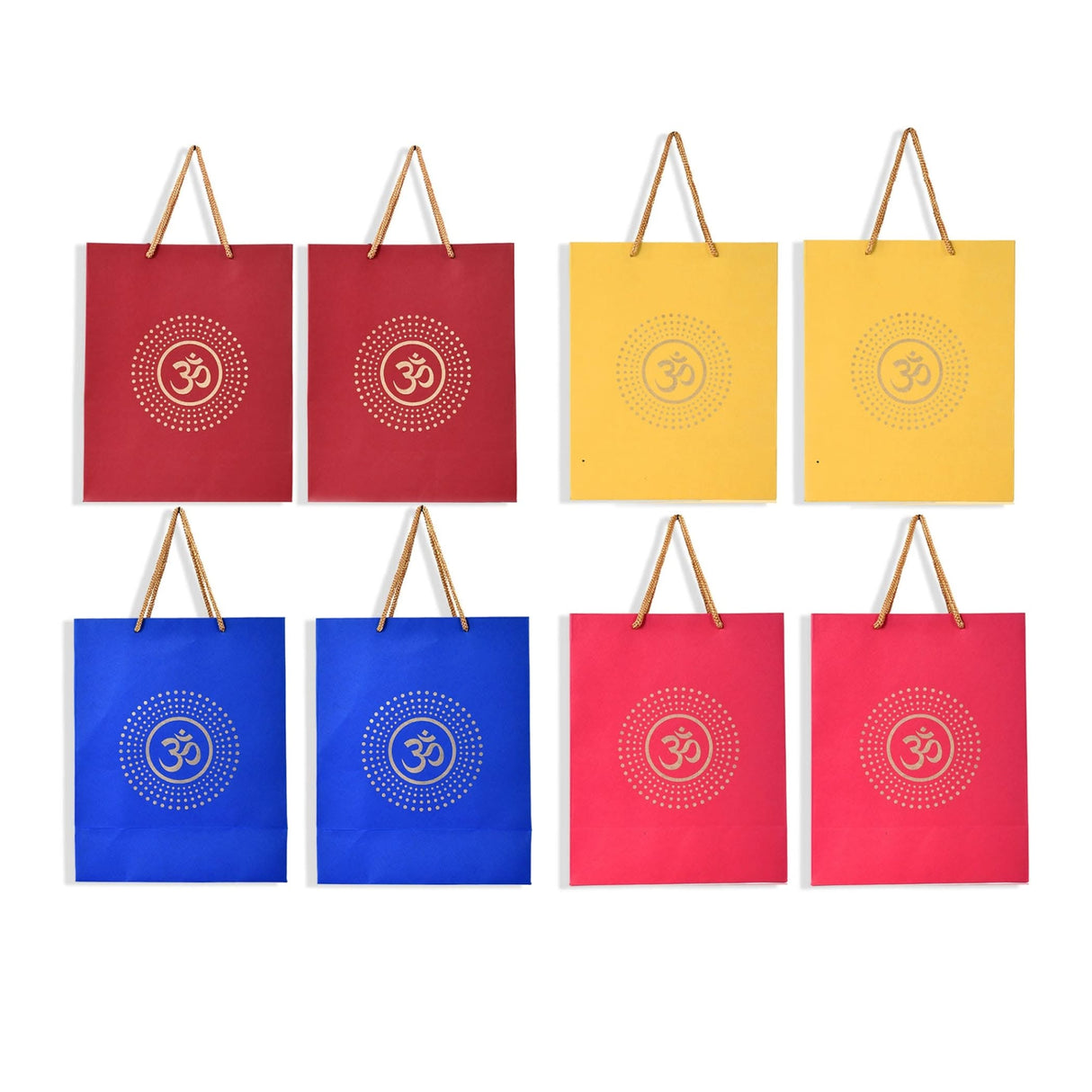Om Paper Carry Bags Eco-friendly Indian Gift Bag for Wedding Housewarming Navratri Puja Diwali Return Gifts - 8x4x10 Inch - LoveNspire