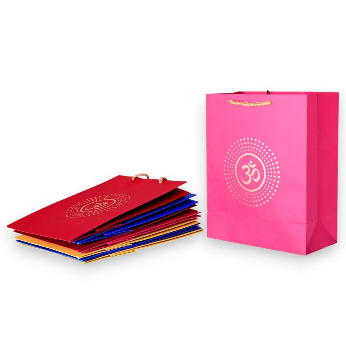 Om Paper Carry Bags Eco-friendly Indian Gift Bag for Wedding Housewarming Navratri Puja Diwali Return Gifts - 8x4x10 Inch - LoveNspire