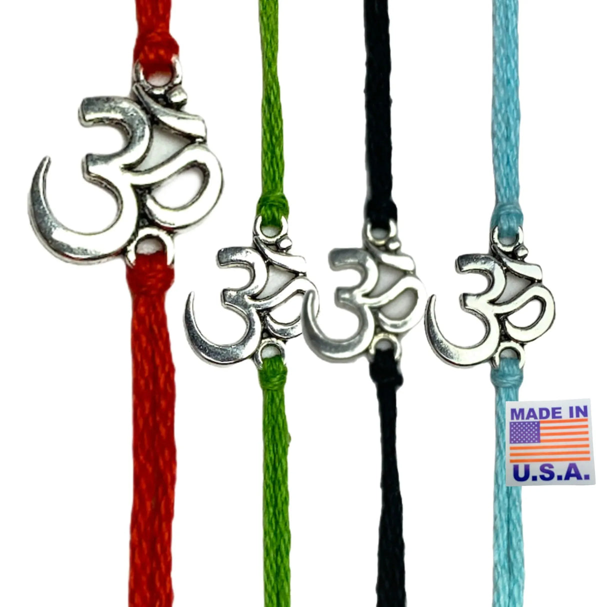 Assorted Om Raksha Bandhan Rakhi Memorial Bracelet, Red Thread Hindu Festival Bracelet for Sister and Brother Made in Usa - LoveNspire
