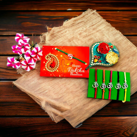 Assorted Om Raksha Bandhan Rakhi Memorial Bracelet, Red Thread Hindu Festival Bracelet for Sister and Brother Made in Usa - LoveNspire