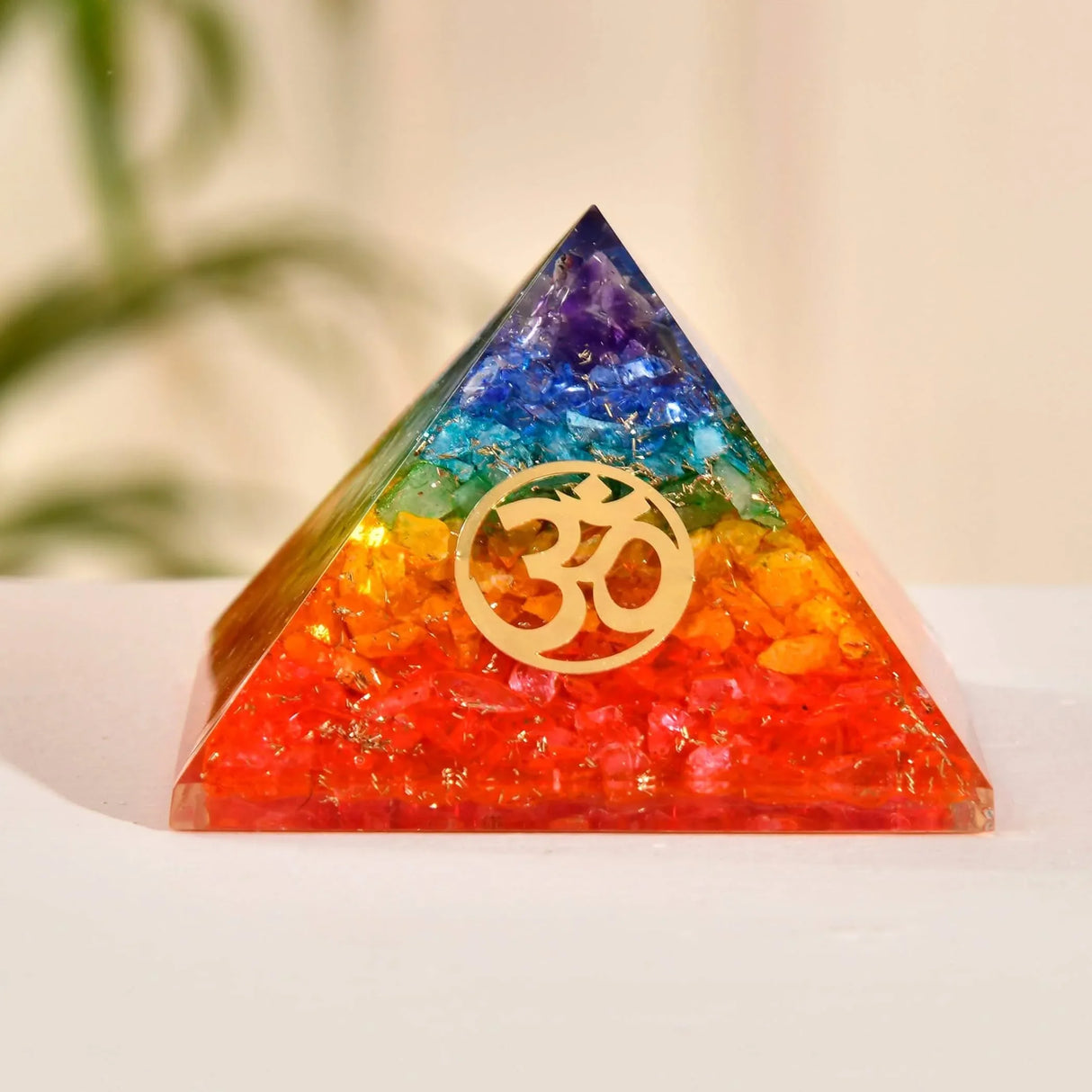 Orgonite Pyramid Seven Chakra Gemstone Orgone Chakra Healing Amethyst Rose Quartz Stone Energy Generator Pyramids for Goodluck Spiritual Healing Meditation Yoga - Office Living Room Decor - LoveNspire