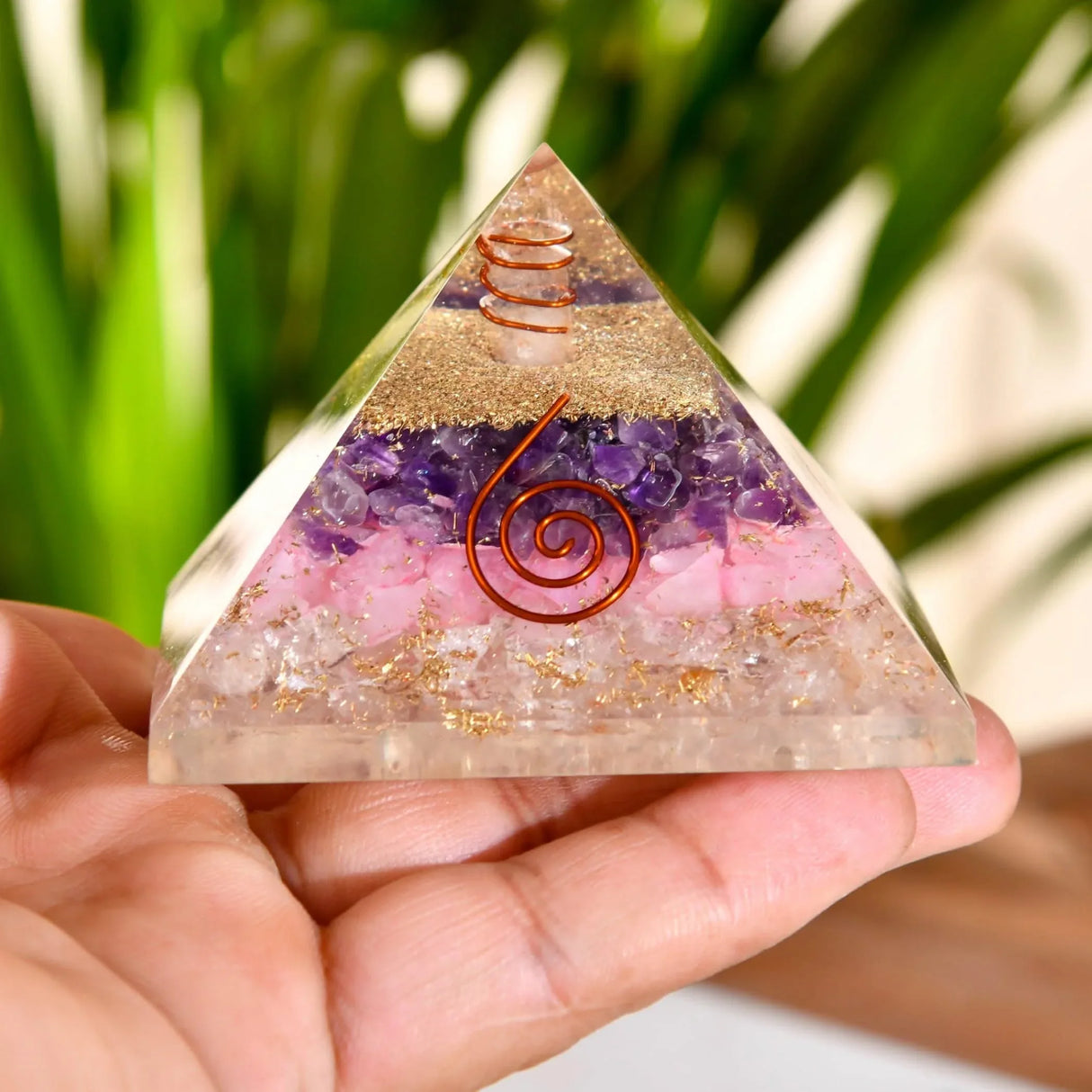 Orgonite Pyramid Seven Chakra Gemstone Orgone Chakra Healing Amethyst Rose Quartz Stone Energy Generator Pyramids for Goodluck Spiritual Healing Meditation Yoga - Office Living Room Decor - LoveNspire
