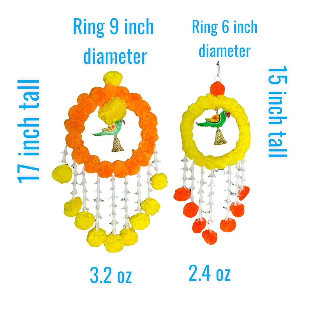 Pack of 1 Parrot Marigold Hanging Jhoomer Marigold Wall Hanging Artificial Flowers Wedding Garland Pooja Backdrop Indian Mehndi Decor Diwali Decor Latkan - LoveNspire