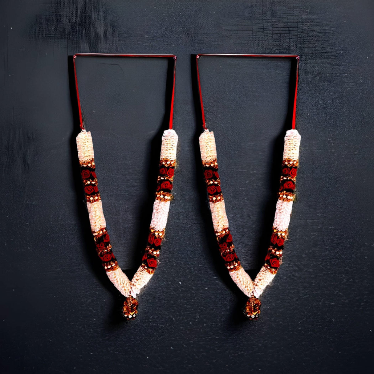 Pack of 2 Varmala Wedding Garland White Red Rose Varmala Indian Milini Mala Indian Wedding Haar Bride and Groom Mala Muslim Arab Punjabi Nika Event Jaimala - LoveNspire