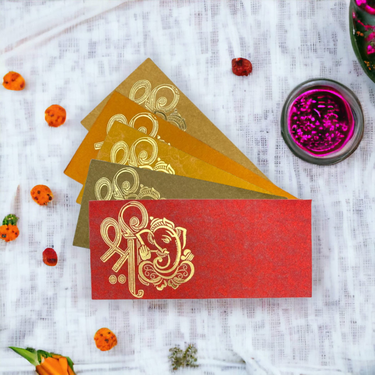 10/25/50/100 Money Envelopes for Assorted Indian Paper Shagun Lifafa Gift Cards Ganesha Decorative Lucky Cash Packet Currency Holder Tip Envelopes Wedding Diwali Gift - LoveNspire