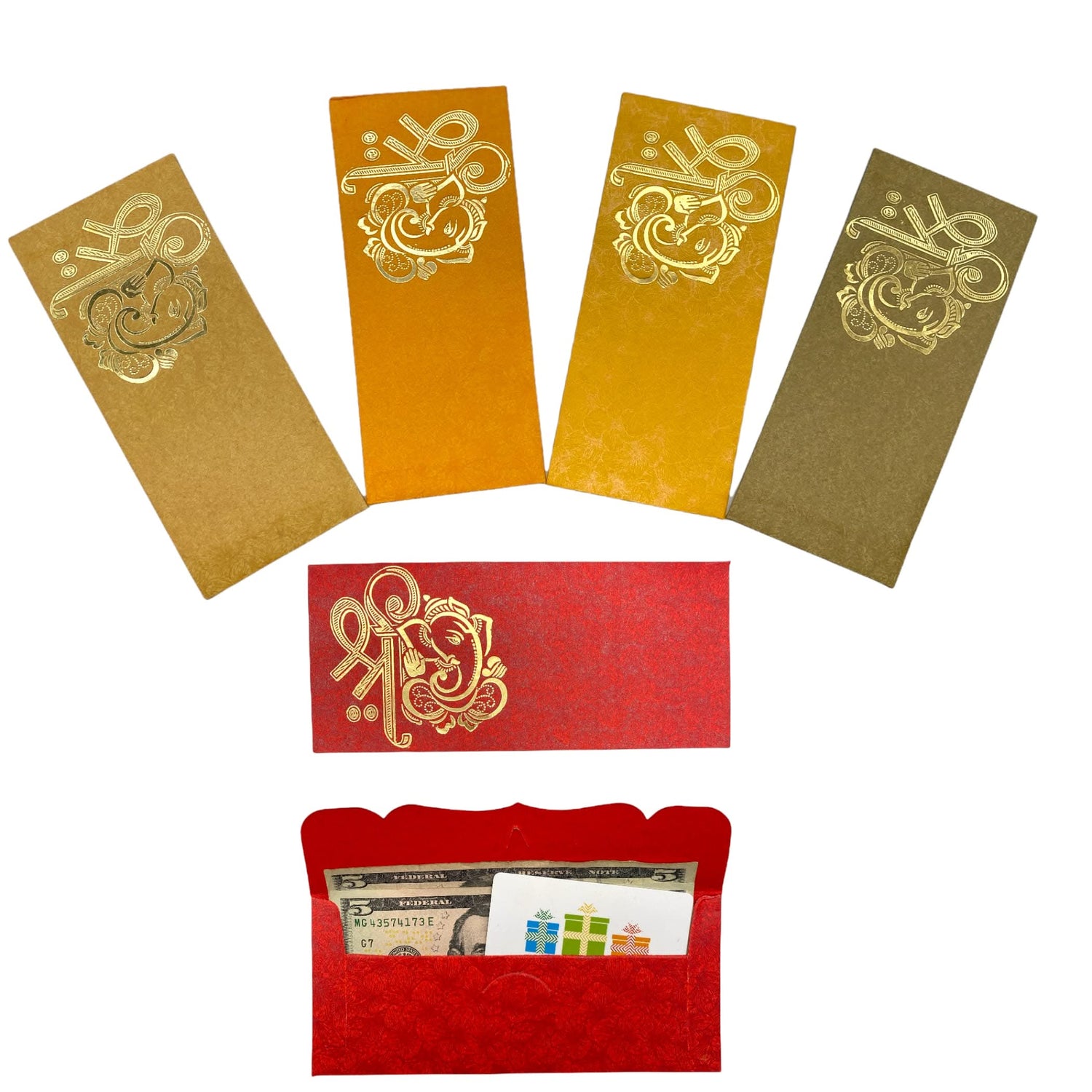 10/25/50/100 Money Envelopes for Assorted Indian Paper Shagun Lifafa Gift Cards Ganesha Decorative Lucky Cash Packet Currency Holder Tip Envelopes Wedding Diwali Gift - LoveNspire