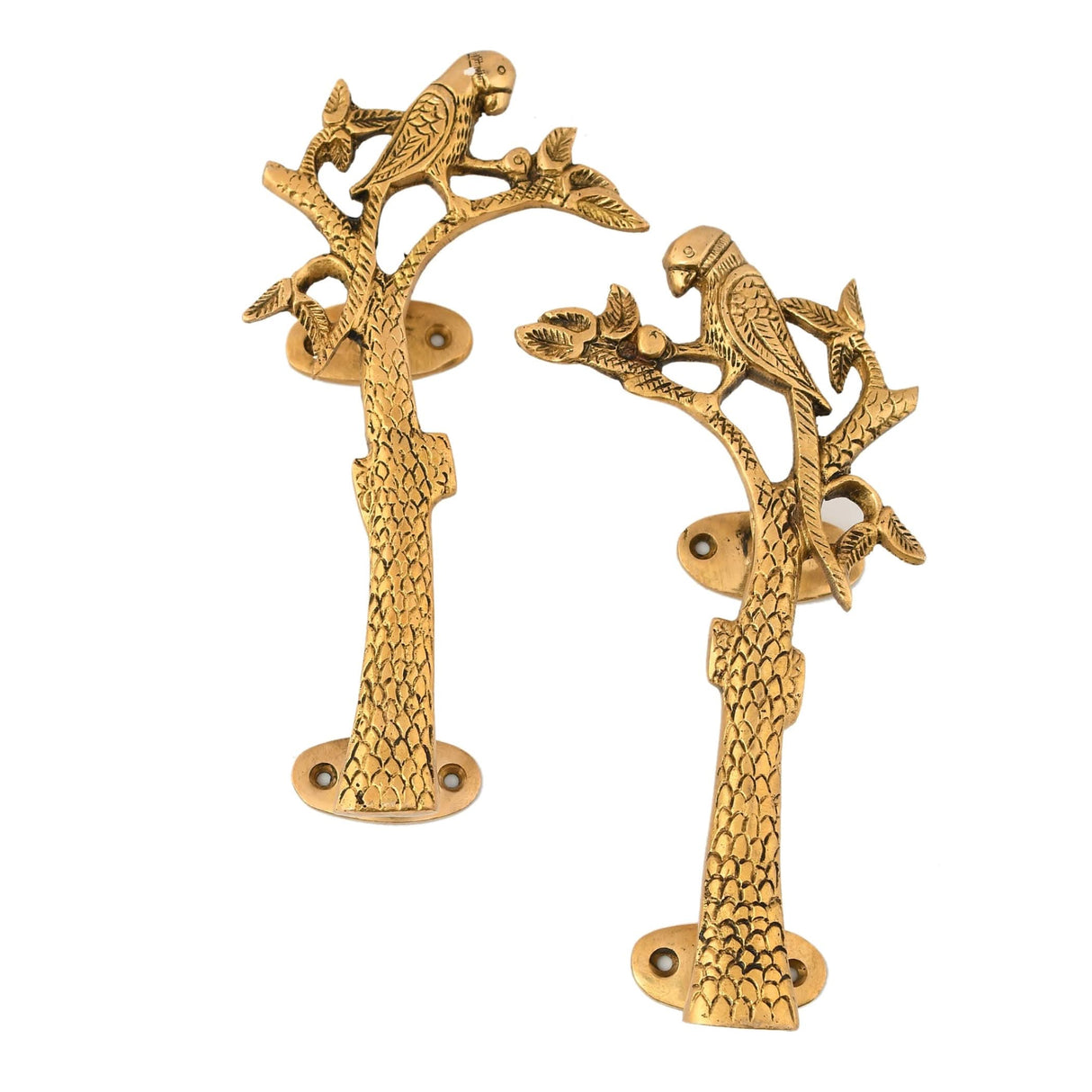 Parrot on the Tree Door Pull Handles Unique Brass 8 Inches Pair of 2 Pull Knobs Antique Design Handles for Drawer, Shelf, Cabinet, Wardrobe, Almirah Housewarming Gift - LoveNspire