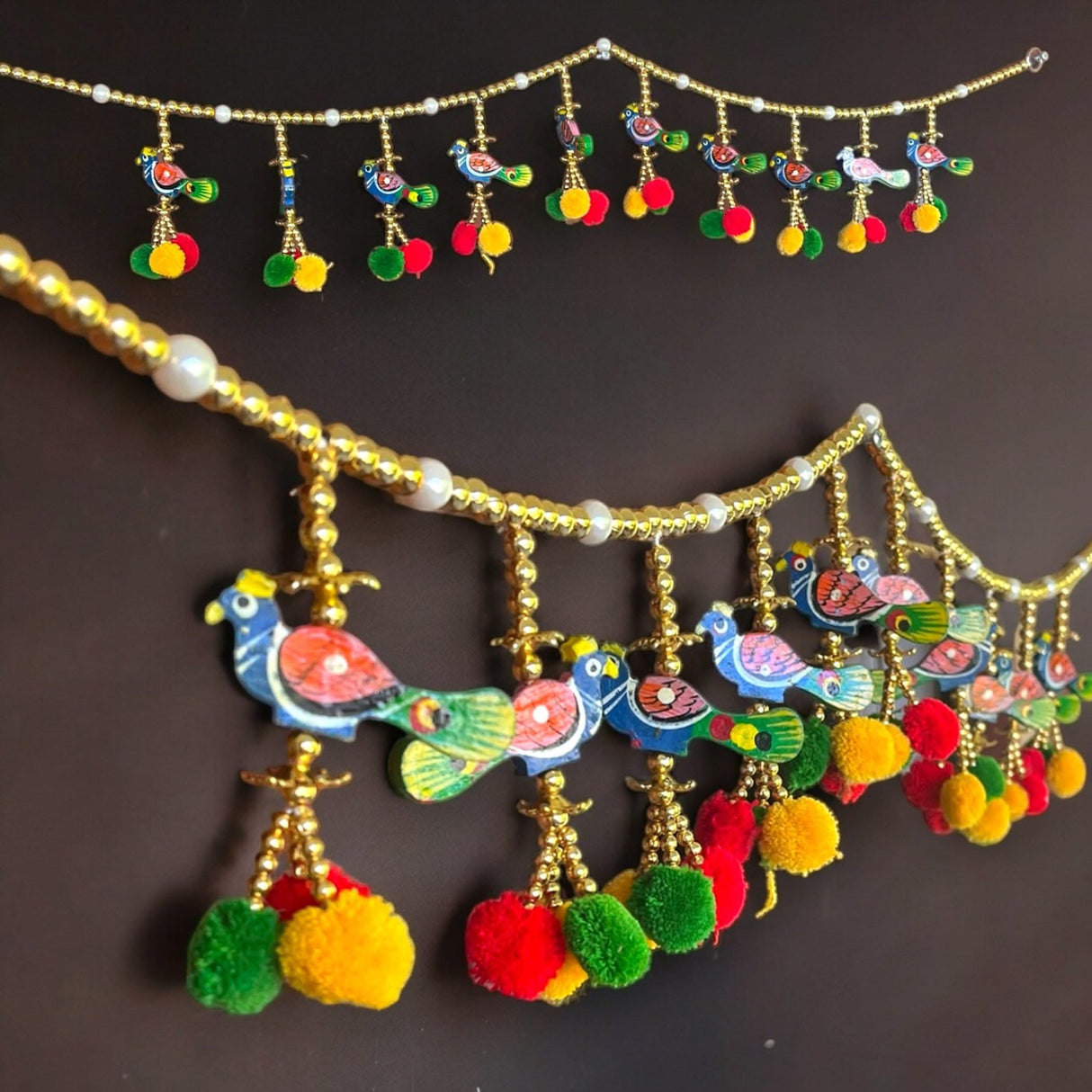 Door Toran Hanging Peacock Beads Bandarwal for Home Pooja Decor Indian Vintage Traditional Main Door Wall Hanging Diwali Decoration Wedding Favor Housewarming Return Gift (size 36x5 Inches) - LoveNspire
