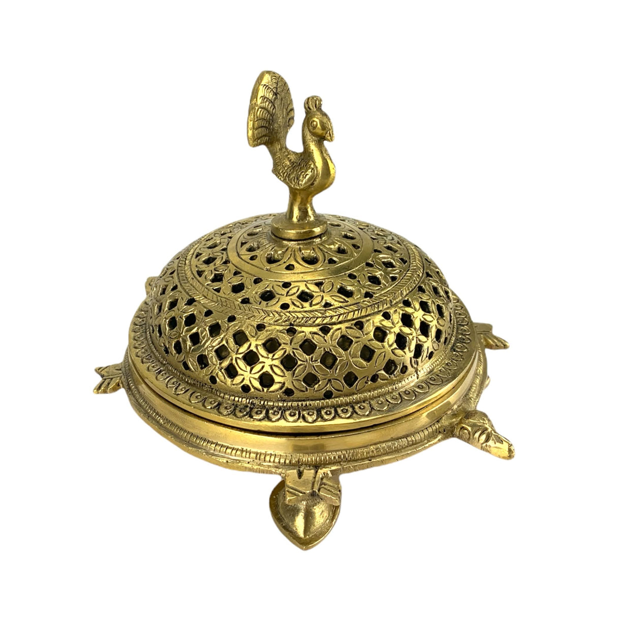 Brass Peacock Incense Dhoop Burner Aroma for Prayer Puja Meditation Spiritual Events Dhoopam for Havan Rituals - Diwali Decoration Loban Dhoop Dani for Temple Home Office (4.7x5.1 Inches) - LoveNspire