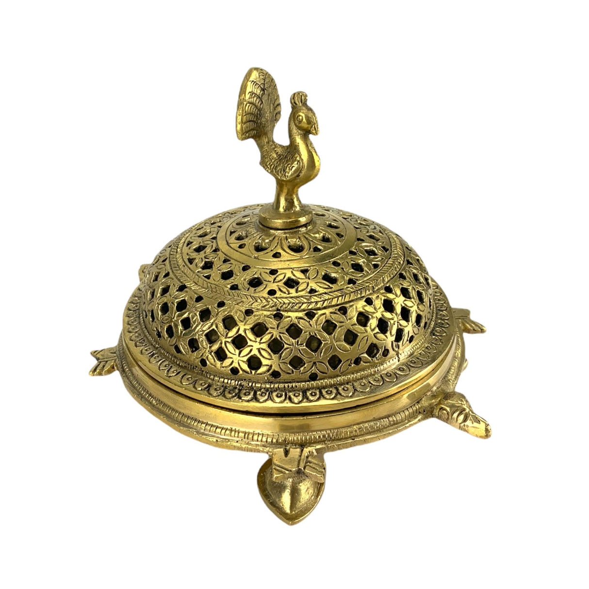 Brass Peacock Incense Dhoop Burner Aroma for Prayer Puja Meditation Spiritual Events Dhoopam for Havan Rituals - Diwali Decoration Loban Dhoop Dani for Temple Home Office (4.7x5.1 Inches) - LoveNspire
