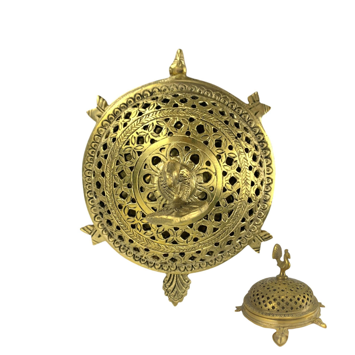 Brass Peacock Incense Dhoop Burner Aroma for Prayer Puja Meditation Spiritual Events Dhoopam for Havan Rituals - Diwali Decoration Loban Dhoop Dani for Temple Home Office (4.7x5.1 Inches) - LoveNspire