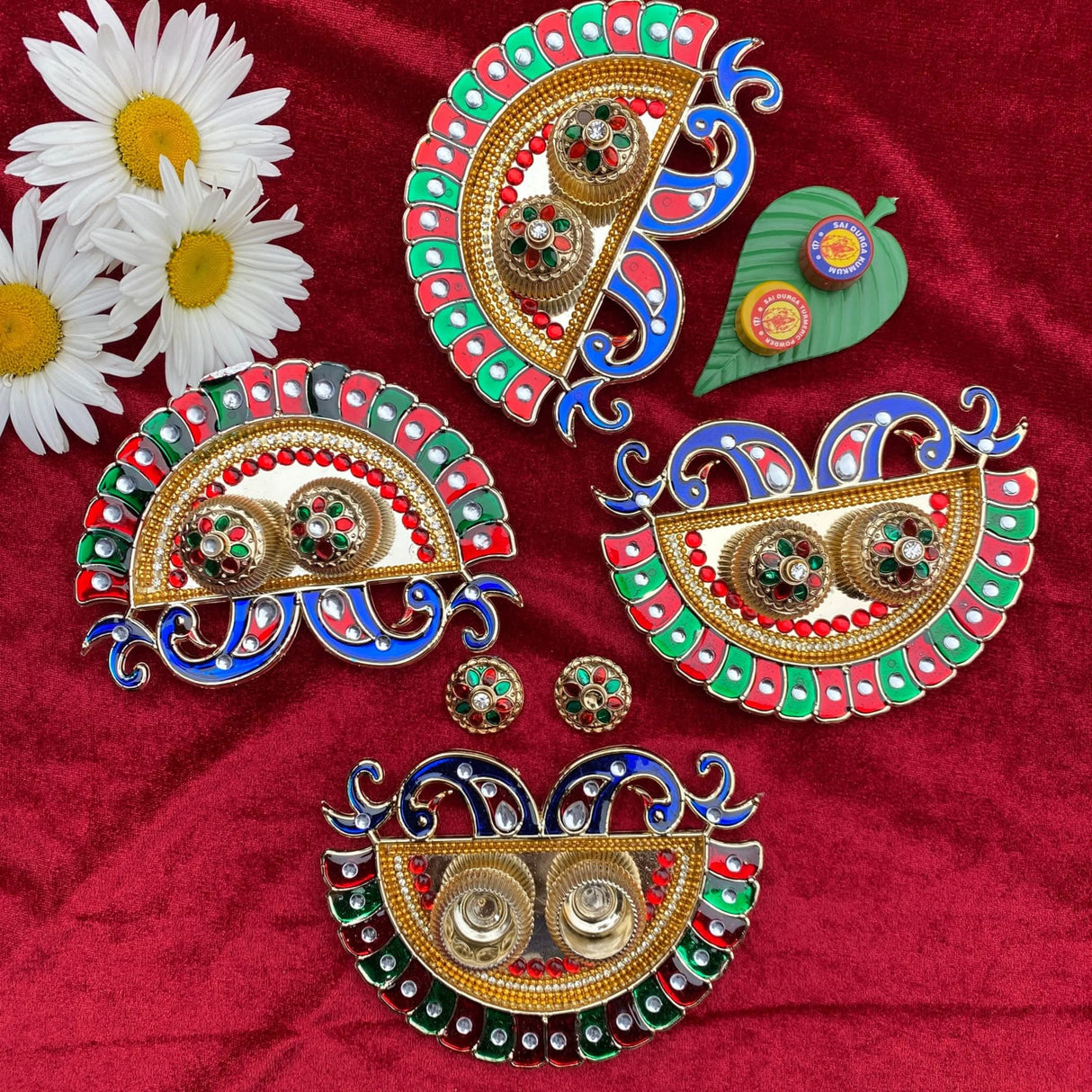 Peacock Bulk Haldi Kumkum Thali Holder Decorative Roli Chawal Holder Indian Festival Rakhi Pooja Thali Diwali Puja Tika Platter Wedding Favor Housewarming Gifts - LoveNspire