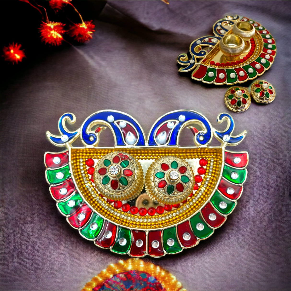 Peacock Bulk Haldi Kumkum Thali Holder Decorative Roli Chawal Holder Indian Festival Rakhi Pooja Thali Diwali Puja Tika Platter Wedding Favor Housewarming Gifts - LoveNspire