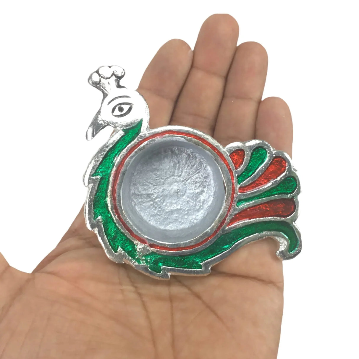 Peacock Deepam Brass Finish Diya Pack of 2 Samai Deepak Oil Lamp Indian Festival Diwali Diya Hindu Puja Religious Home Decor Pooja Lamp Indian Housewarming Wedding - Corporate Return Gift - LoveNspire