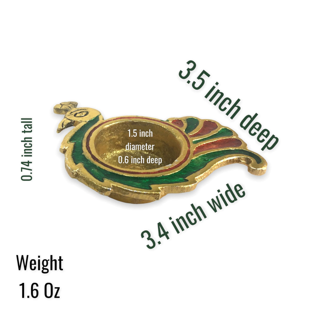 Peacock Deepam Brass Finish Diya Pack of 2 Samai Deepak Oil Lamp Indian Festival Diwali Diya Hindu Puja Religious Home Decor Pooja Lamp Indian Housewarming Wedding - Corporate Return Gift - LoveNspire