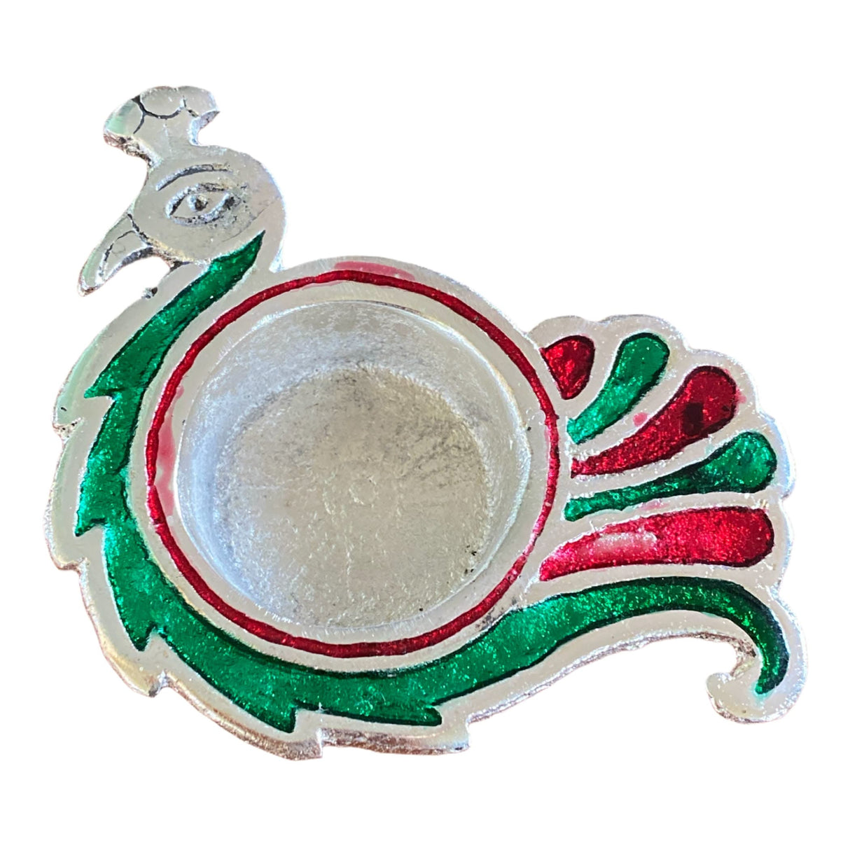 Peacock Deepam Brass Finish Diya Pack of 2 Samai Deepak Oil Lamp Indian Festival Diwali Diya Hindu Puja Religious Home Decor Pooja Lamp Indian Housewarming Wedding - Corporate Return Gift - LoveNspire
