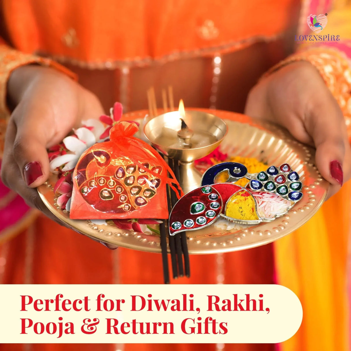 Decorative Bulk Peacock Haldi Kumkum Holder Roli Chawal/rice Holder Indian Festival Favor Diwali Rakhi Pooja Mandir Tika Platter Housewarming Gifts - LoveNspire