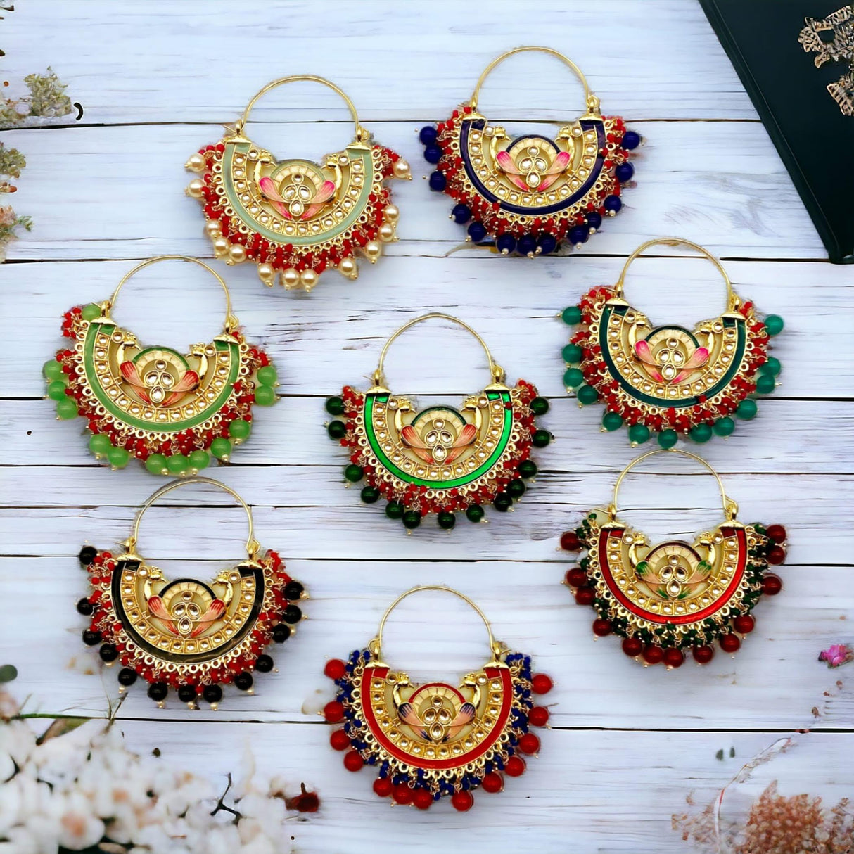 Oversized/ Big Indian Peacock Earrings for Women - Indian Jhumka Earrings for Women Chandbali Earring Kundan Pearl Hoop Earring in Golden Tone Bollywood Style Dangle Earring Jewelry for Bride Gift for Her - LoveNspire