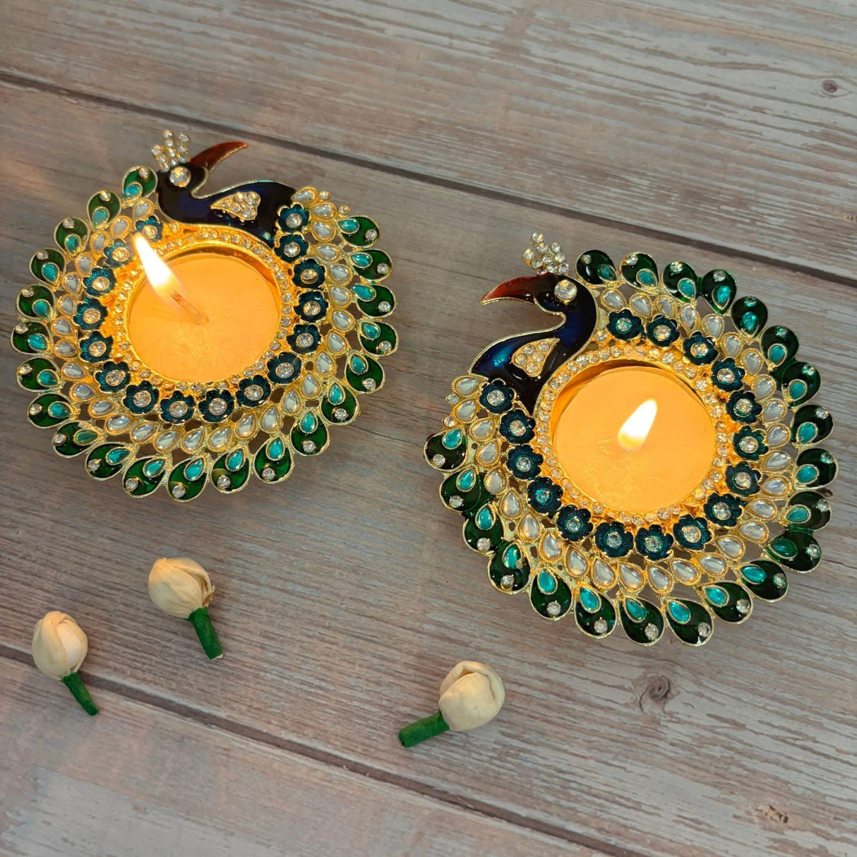 Peacock Tealight Candle Holder Festival of Light Decorative T-light Holder for Diwali Christmas Hanukkah Thanksgiving Gift Moti Candle Holder for Centerpiece Dining Table Home Decor - LoveNspire