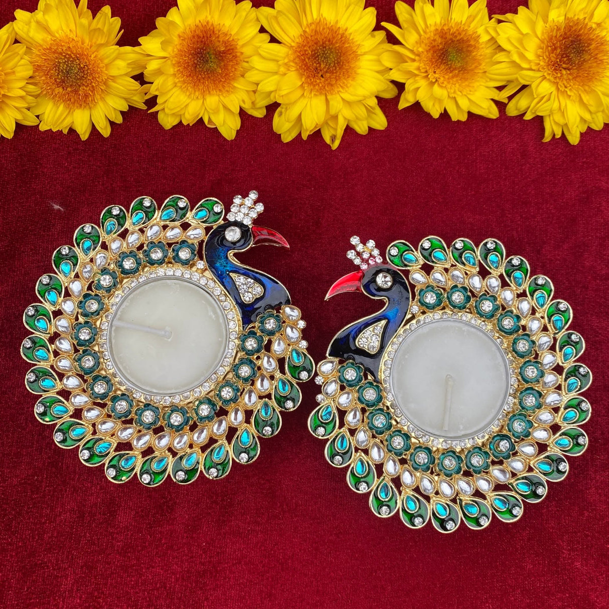 Peacock Tealight Candle Holder Festival of Light Decorative T-light Holder for Diwali Christmas Hanukkah Thanksgiving Gift Moti Candle Holder for Centerpiece Dining Table Home Decor - LoveNspire