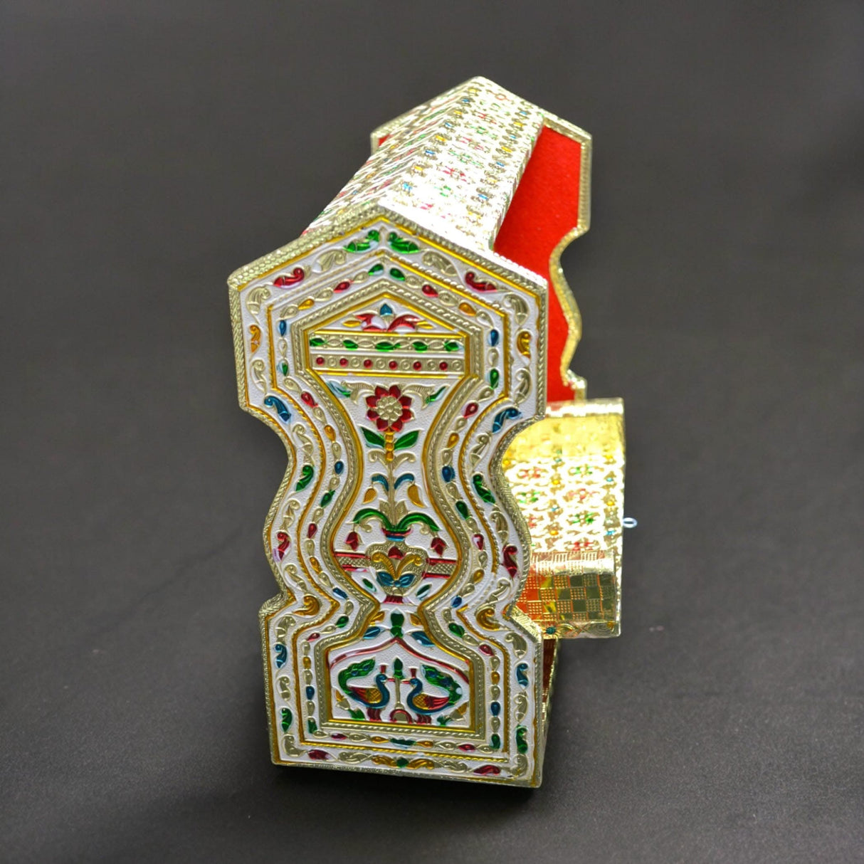 Wooden Meenakari Jhula Singhasan Indian Traditional Laddu Gopal Swing Palna with Peacock Design for Pooja Mandir Kanha Ji Krishna Aasan - Janamashtami Favor Housewarming Gift - LoveNspire