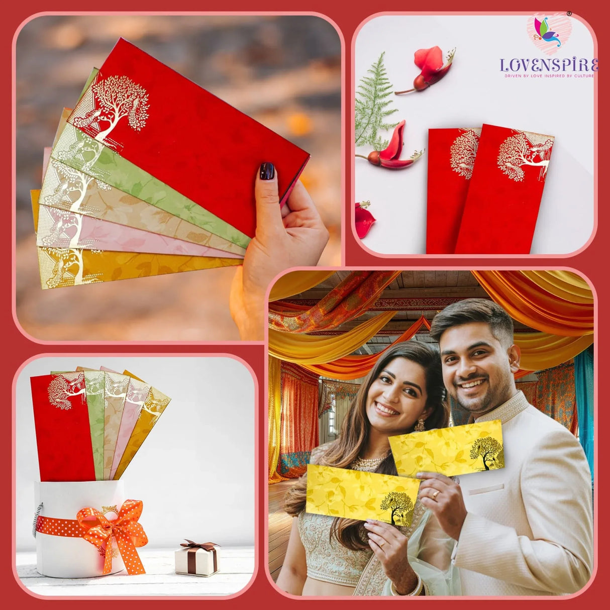 Shagun Gift Envelopes Assorted Color Peacock Tree Design Money Holder Fancy Packet Lifafa Money Envelope for Cash Gifts Christmas Diwali Easter Birthday Wedding Eid - LoveNspire