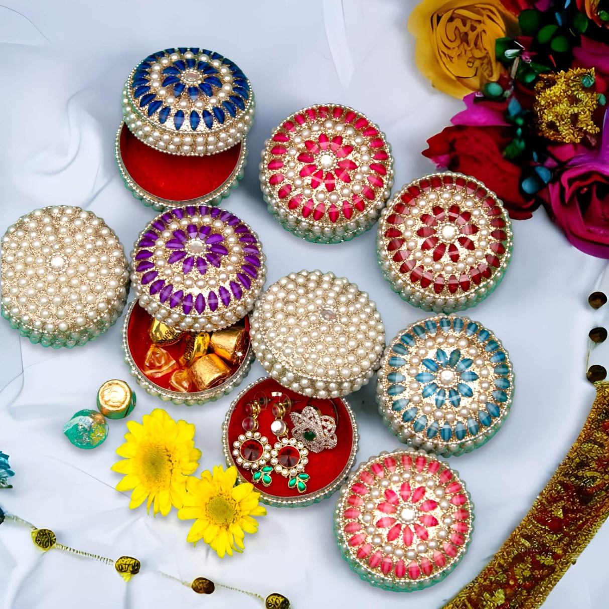 Pearl Jewelry Box for Women Jewelry Travel Case Indian Festival Favor Wedding Pooja Diwali Gift Jewelry Organizer for Mother’s Day Anniversary Housewarming - LoveNspire